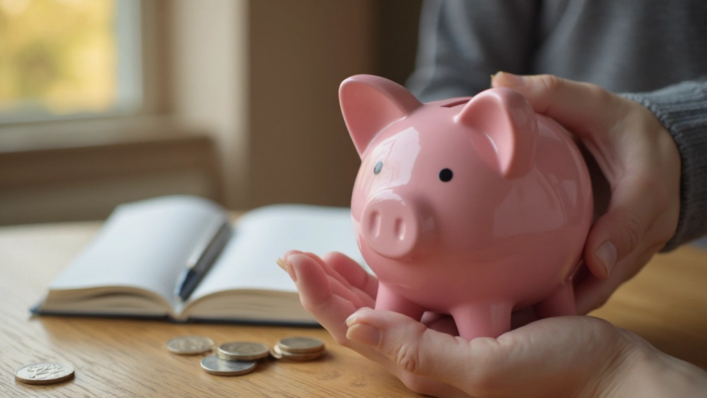Pink piggy bank with coins representing savings and budgeting